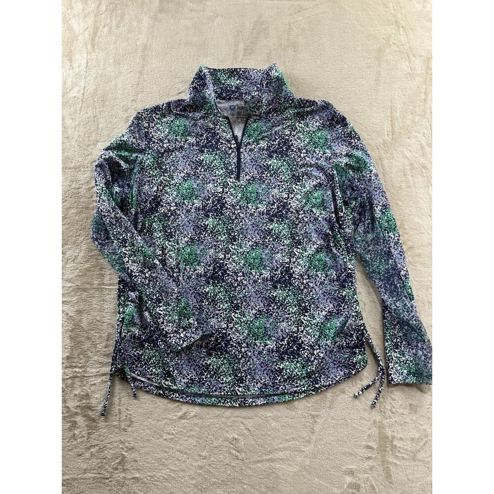 Ibkul 1/4 Zip Performance Golf Long Sleeve Women's 2XL Green/Purple Dots